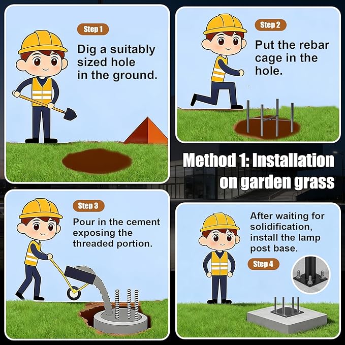 13FT Split Design Street Light Pole Heavy-Duty Steel Outdoor Lamp Post with Sleeve Connection &amp Rebar Cage - Adjustable Rust-Resistant for Driveway Parking Lot Garden Pathway