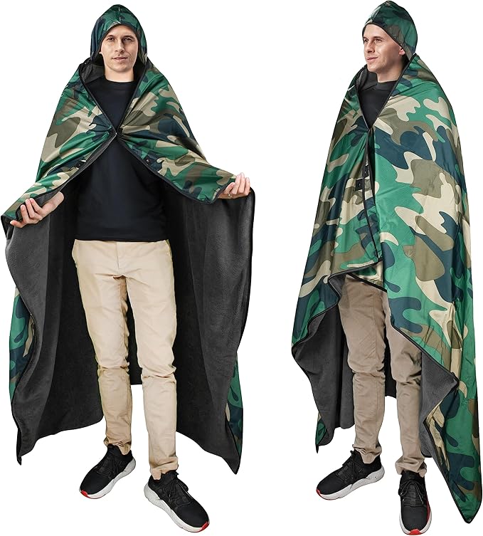 Catalonia Waterproof Stadium Blanket Windproof Wearable Poncho for Football Sideline &amp Sports Events for Fans Portable Durable Outdoor Blanket for Camping &amp Tailgating