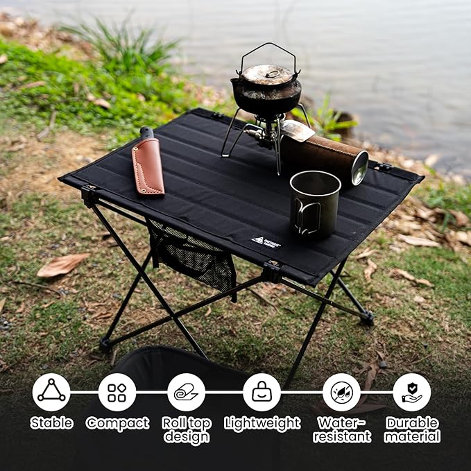 ONETIGRIS Foldable Camping Table Lightweight Portable Table Sturdy &amp Quick Setup Holds Up to 66 lbs Perfect for Camping Hiking Backpacking Picnic Beach Travel