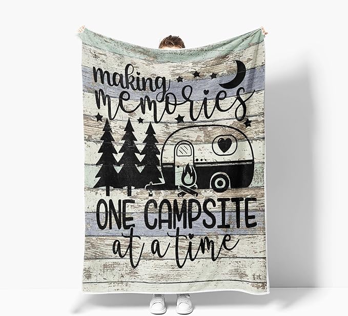 Camping Blanket Camping Lovers Gift Ideas for Men or Woman Campsite Outdoors RV Hiking Travel Throw Blanket for Sofa CouchSuper Soft Flannel Blankets Gifts for Bed Camper Outdoor50x60