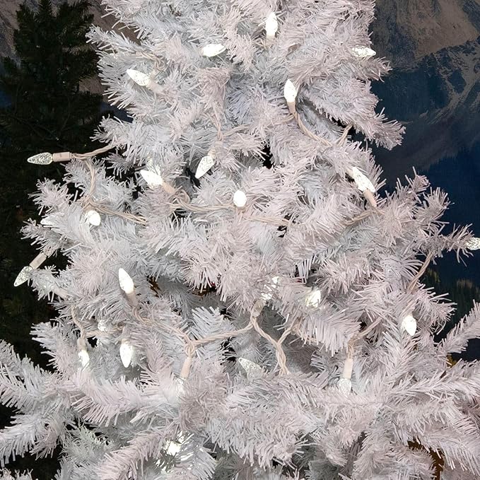 Novelty Lights 24FT 70 LED C6 Christmas String Lights Outdoor Commercial Grade Tree Decorations Permanent LED String Lights (Pure White)