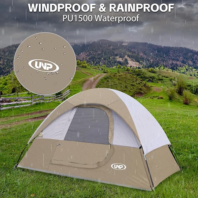 Camping Tent 2-4 Person Waterproof Windproof Tent with Rainfly Easy Set up-Portable Dome Tents for Camping…