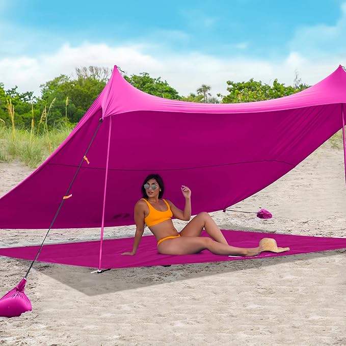 Red Suricata Sand Free Beach Mat – Large Sandproof Beach Blanket Sandless Waterproof – Fits and Matches Beach Canopy - Oversized Sand Proof Beach Mats for Outdoor Picnic Camping (Large Pink)