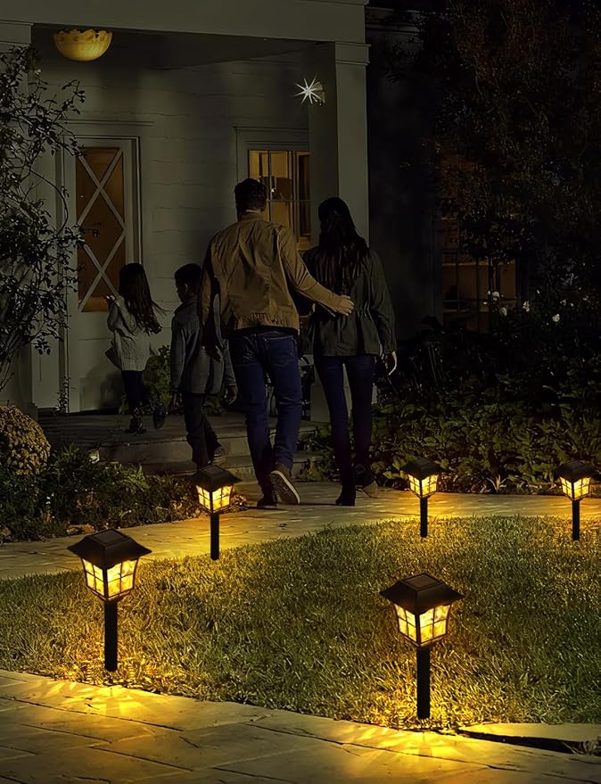 Solar Pathway Lights Outdoor 8 Pack Waterproof Solar Powered Garden Light 3000K Warm White LED Path Landscape Lighting Auto On/Off Outside Decor Lights for Garden Yard Walkway Driveway Lawn