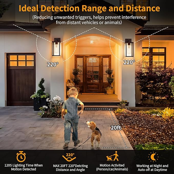 13'' Oil Rubbed Bronze Motion Sensor Outdoor Light Fixtures Wall Mount Large Front Porch LightsDusk to Dawn Exterior Wall Sconce Waterproof Lantern LampOutside Coach Light for HouseGarageYard
