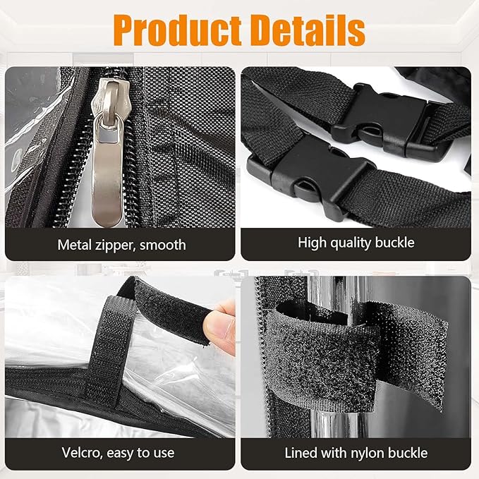 Storage Shelf Cover（48Wx 18D x 72H inches） 600D Heavy Duty Dustproof Storage Wire Shelf Covers for Pantry Waterproof Shelf Covers for Wire ShelvingStorage Rack Cover with Zipper(Black)