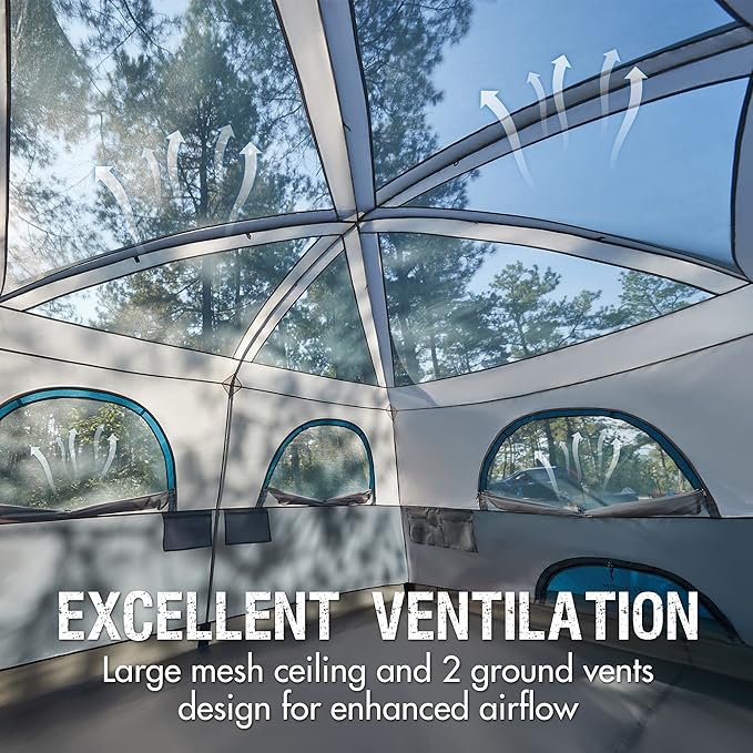 PORTAL 6 | 8 | 10 Person Family Camping Tent with Porch Big Family Camping Tent with Tall Height Good Ventilation Water Resitant Large Tent for Outdoor Camping Backyard