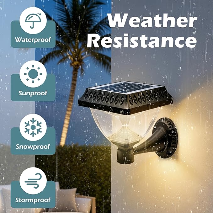 2-Pack Solar Outdoor Waterproof Lights - Remote Control Timer and RGB Color Changing Solar Wall Lights Suitable for Patios Terraces Decorative and Festive Lighting