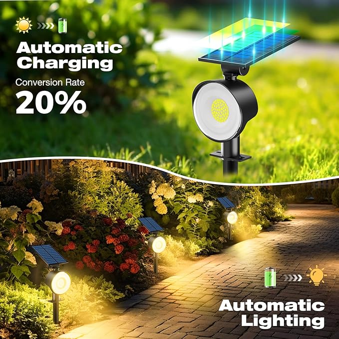 nipify 6 Pack Solar Spot Lights Outdoor Waterproof with 3 Modes Solar Spotlight Light for Outside Yard Landscape Lighting Pathway Lights WallWarm White