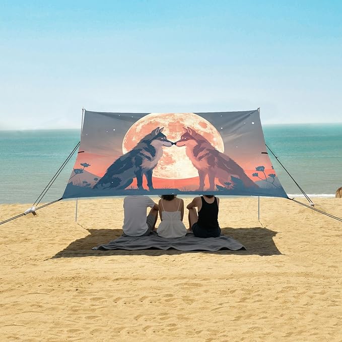 Camping Sun Shelters Two Wolves and Full Moon Beach Canopy 126 * 110.2in