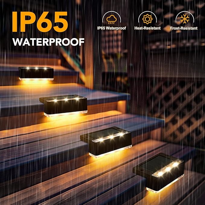 SOLPEX Solar Fence Lights Solar Deck Lights Outdoor Waterproof for Step Stair BalconyFront PorchGarden WalkwayYard Patio Decor IP65 Waterproof (20 Pack Warm White) 6 LEDs
