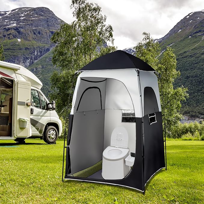 VINGLI 6.8FT Shower Tent Large Instant Pop Up Shelter with Mesh Floor &amp Carrying Bag Privacy Changing Room Tent for Toilet Camping Dressing Lightweight &amp Sturdy Easy Set Up