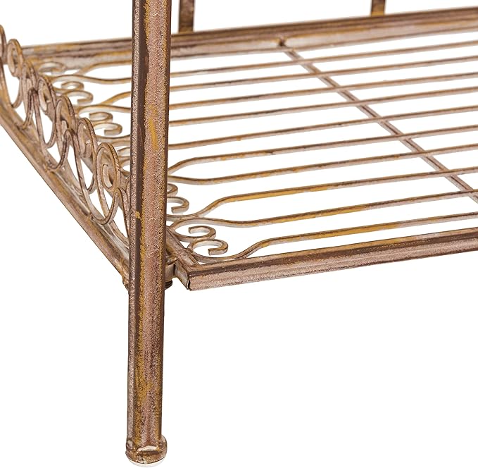 SAFAVIEH Outdoor Patio Furniture Collection Amaris Rusty Orange Wrought Iron 4-Tier Bakers Rack Plant Stand Storage Shelf (PAT5014A)