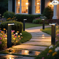 Solar Pathway Lights - Walkway Solar Lights for Outside - PIR Sensor &amp Two Lighting Modes - Rechargeable Battery Lasts Up To 55 Hours - 3000K - IP44 Weather Resistant - 4 Pack - 20.5 Height