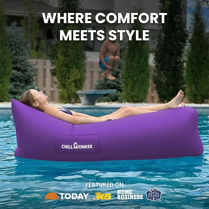Portable Inflatable Lounger for Beach &amp Camping – Self-Inflating Air Couch Beach Sofa and Outdoor Lounge Chair for Relaxation and Comfort