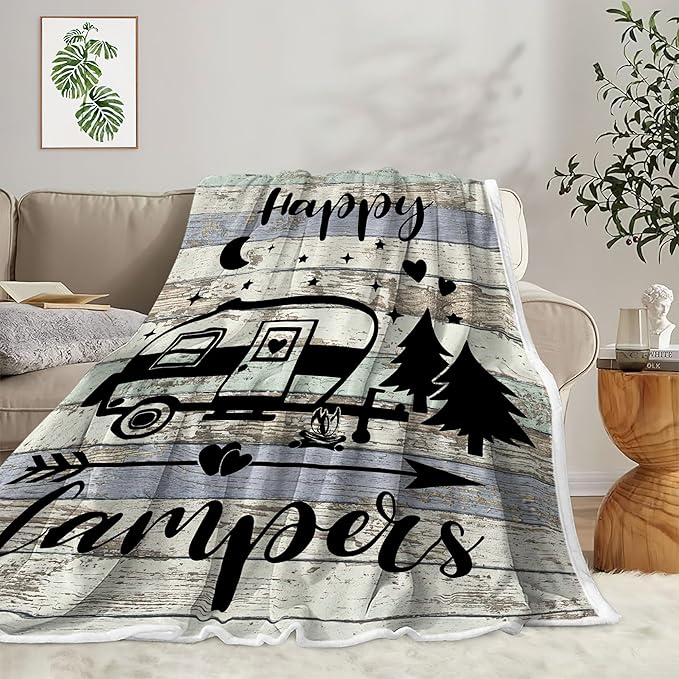 Travel Throw BlanketOutdoor Throw Blanket Camping Blanket for Women Men Kids Adults Blankets Gift for Camping Lovers Camping Decor for Bedding RV Campsite Hiking