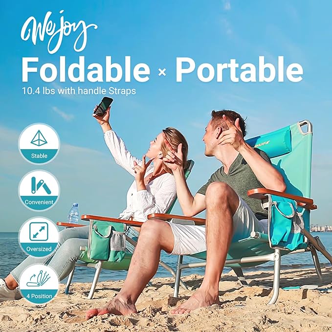 #WEJOY Folding Webbed Lawn Beach Chair - Heavy Duty Portable Outdoor Chair with Hard Armrest for CampingGardenConcertsFestivals and Sand Picnic BBQ265 LBS
