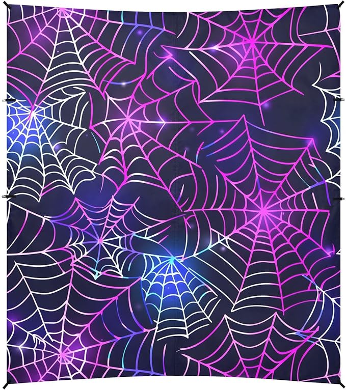 ALAZA Halloween Spider Colorful Beach Tent Sun Shelter UPF50+ Protection Beach Shade Canopy w/ 4 Sandbags for Outdoor Camping Fishing Backyard Fun Picnic 10x9 ft