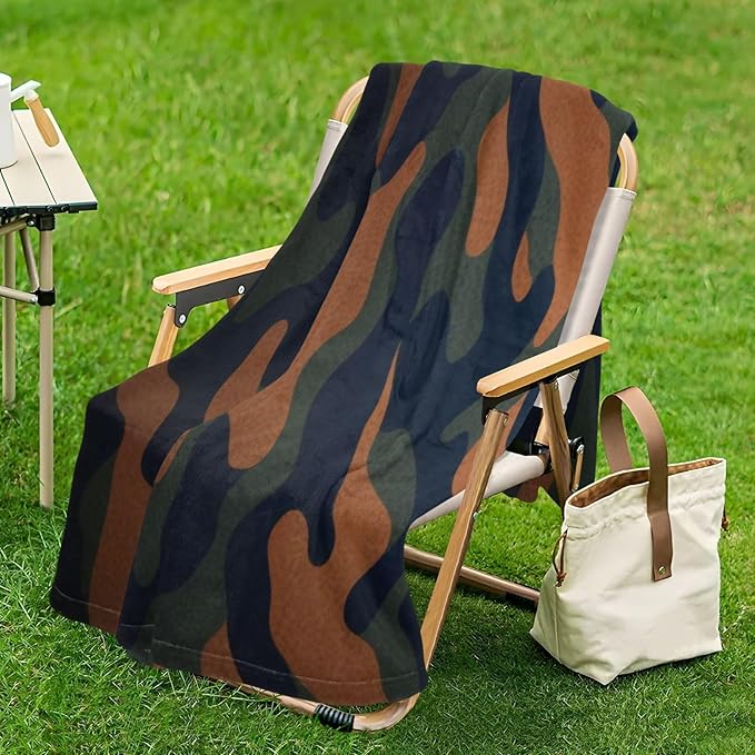 Soft Throw Blanket Camouflage Black Green Khahi Couch Blankets 50 x 70 Inch