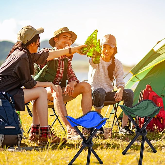 3 Pack Folding Camping Stool Portable Small Collapsible Chair Tripod Stool Hiking Chair for Fishing Beach Picnic Outdoor Gardening and Travel