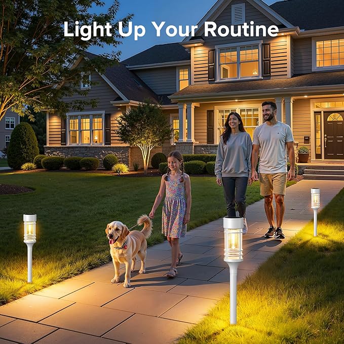LETMY 12 Pack Solar Pathway Lights Outdoor Bright Solar Lights Outdoor Waterproof IP65 Solar Garden Lights Outdoor for Yard Walkway Driveway Landscape Garden Decor （White）