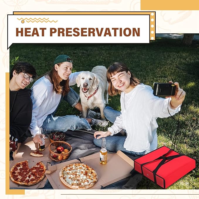 Mifoci 2 Pcs 20 x 20 x 6 Insulated Pizza Delivery Bag Pizza Warmer Bags Carrier Insulated Bags Hold 2-16 or 18 Boxes for Catering Food Delivery Restaurants Cookouts(Red)