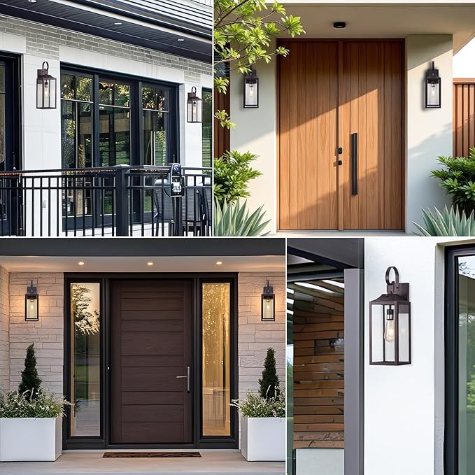 19 Dusk to Dawn Outdoor Lighting 2 Pack Large Outdoor Wall Sconce Dusk to Dawn Sensor Wall Sconce Lamp Anti Rust Bronze Dusk Till Dawn Porch Light for Doorway Garage Patio