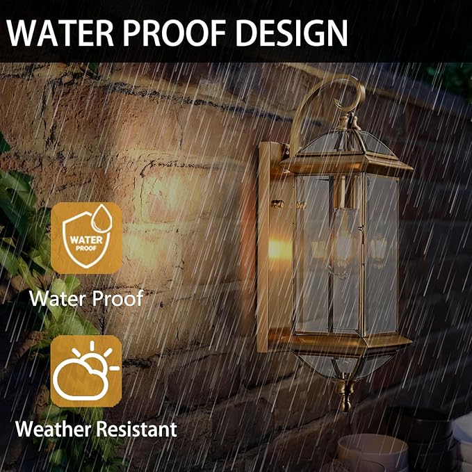 Large Outdoor Wall Lights 20Inch Copper Exterior Light Fixture Waterproof Wall Lantern Oil Rubbed Brass Porch Light Sconces for Porch &amp Patio Garage Entryway