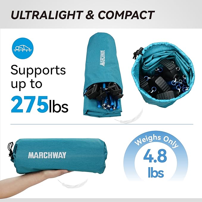 MARCHWAY Ultralight Folding Tent Camping Cot Bed Portable Compact for Outdoor Travel Base Camp Hiking Mountaineering Lightweight Backpacking (Blue)