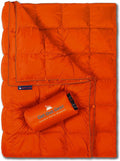 Get Out Gear Double Puffy Camping Blanket - Extra Puffy Packable Lightweight and Warm | Ideal for Outdoors Travel Stadium Festivals Beach Hammock | Water-Resistant Camp Quilt (Orange/Gray)