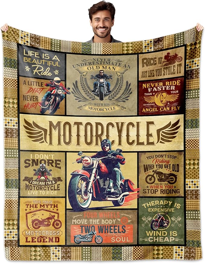 Motorcycle Gifts for Men Motorcycle Throw Blanket 60x50 Gifts for Motorcycles Riders Lovers Women Best Motorcycles Enthusiasts Gift Ideas for Birthday/Christmas/Father's Day