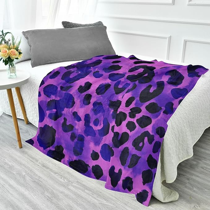 Comfy Throw Blanket Purple Black Leopard Teen Throw Blanket 50x70
