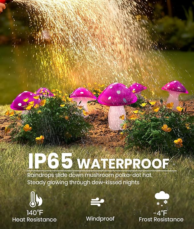 Solar Mushroom Lights Outdoor 9 Pack Garden Outdoor Decor 8 Lighting Modes IP65 Waterproof Crystal-Clear Fairy Decoration for Pathway/Yard/Flower Bed/Patio/Landscape/Backyard/Dwarf String 30 FT