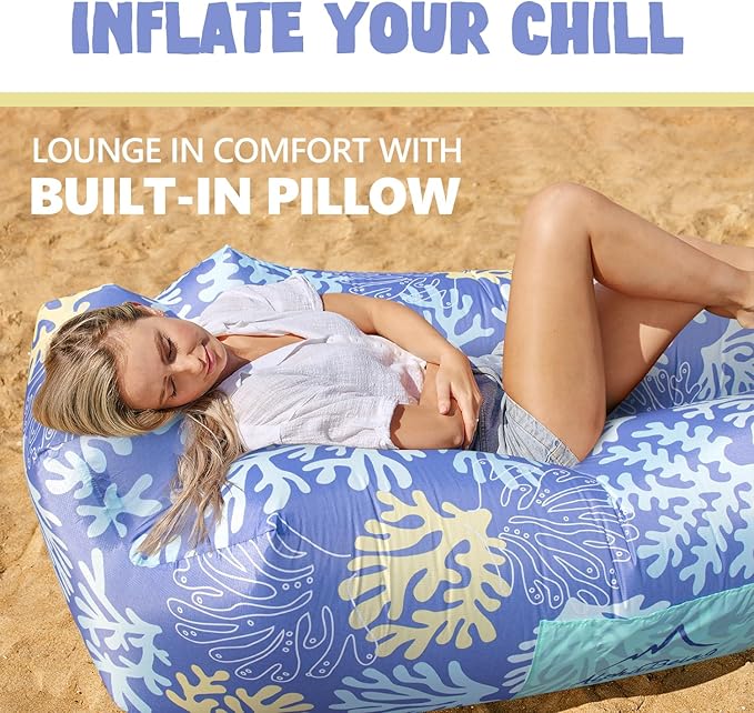AlphaBeing Inflatable Lounger Beach Chair Accessories Air Sofa Hammock Inflatable Couch for Camping Backyard Lakeside with Compression Sacks Ideal Outdoor Gifts for Adults