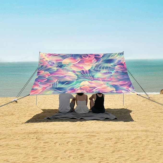 Beach Tent Sun Shelter Abstract Fantasy Flowers Lightweight &amp Easy Setup Beach Shade Canopy for Camping Fishing