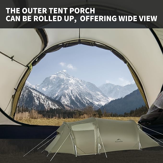 Naturehike Opalus 4 Season Camping Tent Waterproof 2-3 Person Backpacking Tent Double Layer Tunnel Winter Tents for Camping
