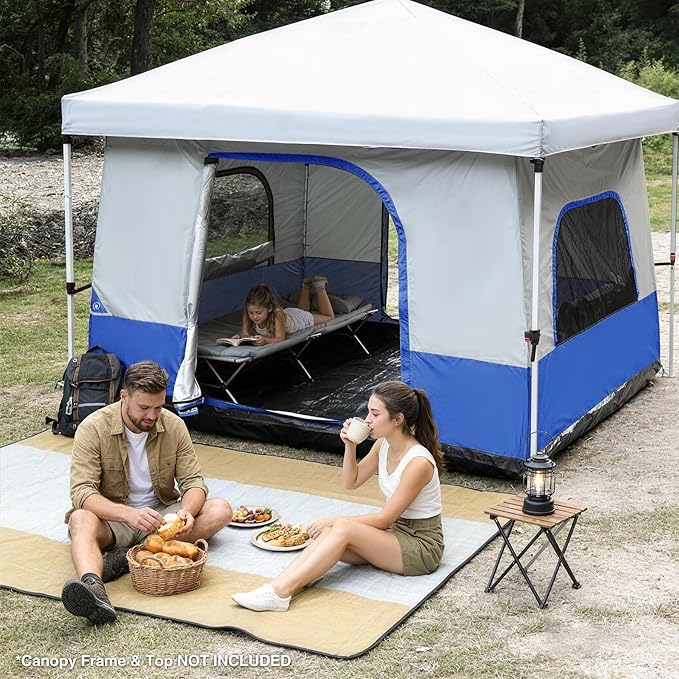 REDCAMP Canopy Camping Tent for Pop Up Canopy Tent Inner Tent Converts Straight Leg 10'x10' or 10'x20' Canopy into Camping Tent Fits 4-6 Person(Frame/Shelter NOT Included)