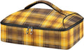 Casserole Carrier Yellow and Brown Tartan Insulated Casserole Carrier for Hot or Cold Food Thermal Lunch Tote for Parties Picnic Travel Carry Bag