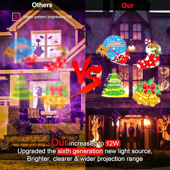 Christmas Projector Lights Outdoor LED Snowflake Projector Lights Outdoor Waterproof with Remote Control &amp Timer Holiday Projector for Christmas Halloween Party Yard Garden Decoration