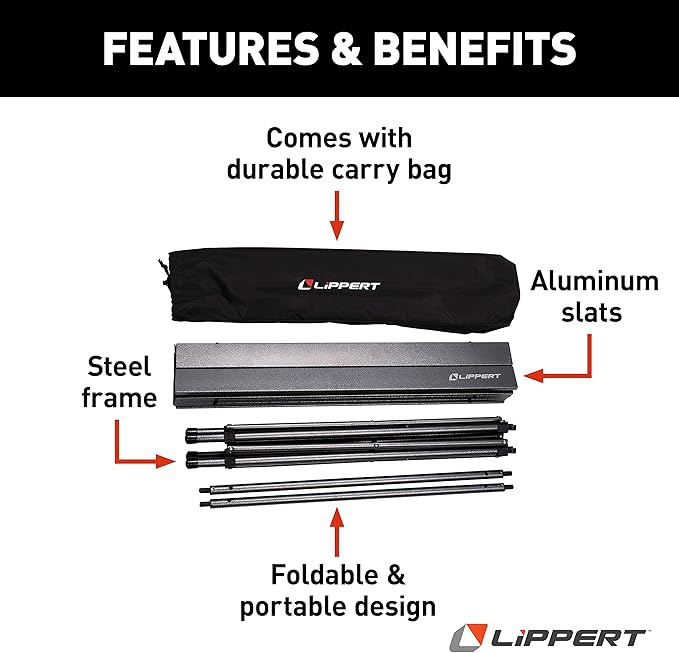 Lippert HD Hybrid Foldable Camp Table with Carry Bag White 27 1/2” x 27 1/2” x 27 1/2 (H x W x D)Hammer Grey