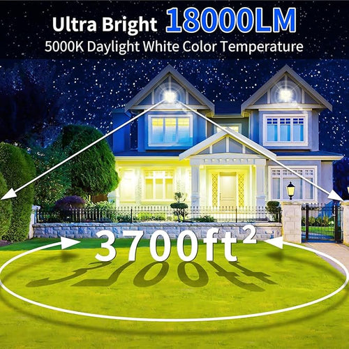 150W LED Outdoor Flood Lights with Plug 18000lm Bright Work Light with 6ft Cord 5000K Daylight White Exterior Floodlight IP66 Waterproof Security Light Yard Lights for Garage Stadium 2 Pack