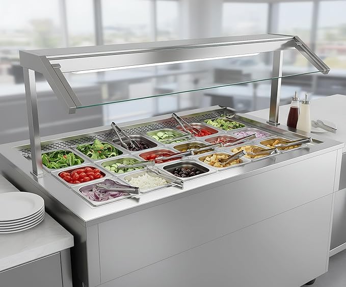 TOPZEA 6 Pack Hotel Pans 1/6 Size 6 Deep Stainless Steel Steam Table Pan Commercial Heavy Duty Catering Pan for Buffet Serving Food Prep Salad &amp Ice Cream Bar Restaurant Dishwasher Safe