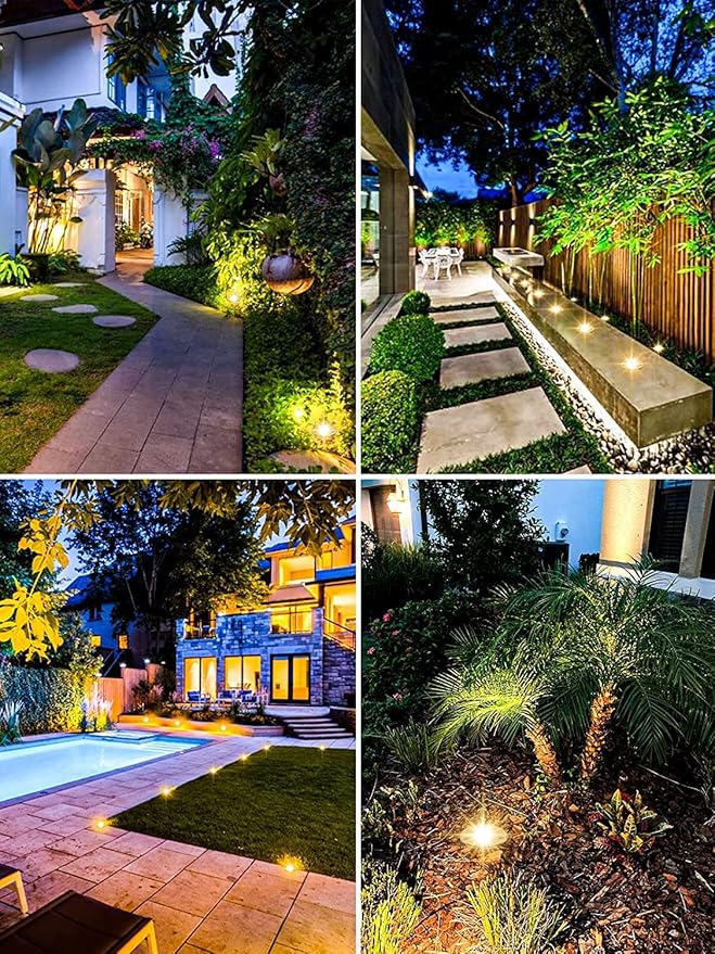 ZUCKEO Low Voltage Landscape Lights Well Lights Landscape LED in Ground Light IP67 Waterproof Outdoor Landscape Lighting Wired Floor Pathway Deck Step Garden with Connectors (20Pack Warm White)