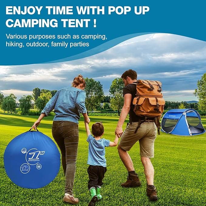 Easy Pop Up Tent 2-4 Person Waterproof - Pop-Up Camping Tents Automatic Tent Throw Pop Up Instant Flip Pop Tent for Campingby ZOAMKE