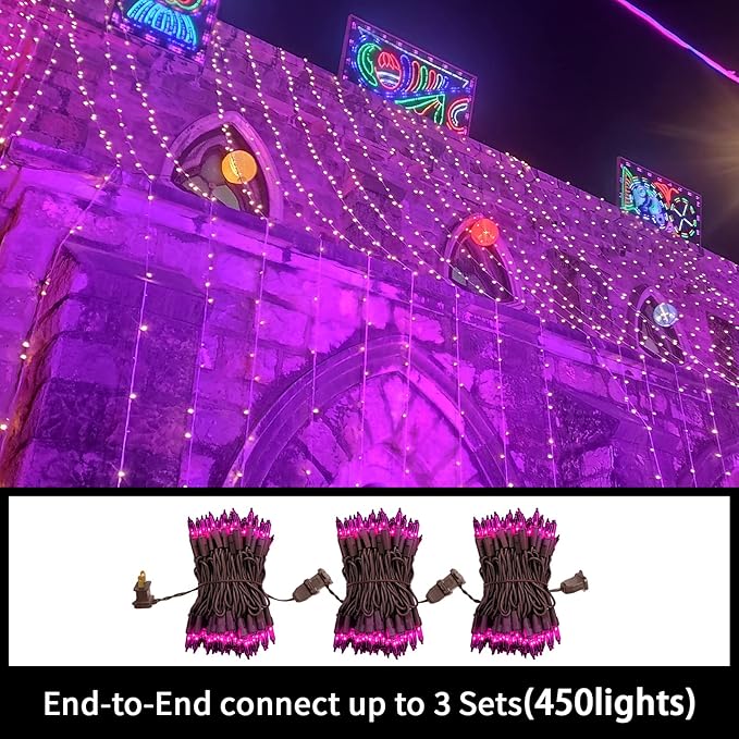 LAMPHOME Purple Christmas String Lights 300 Mini Fairy Lights 63.8ft(2pk of 150L) Set Brown Wire Halloween Holiday Décor for Home Christmas Tree Bedroom Patio Wedding