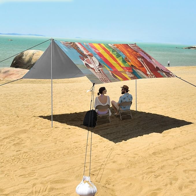 Beach Tent Sun Shelter Color Human Skeletons Lightweight &amp Easy Setup Beach Shade Canopy for Camping Fishing