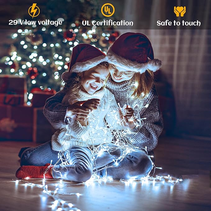 White Christmas Lights Outdoor Waterproof 132 ft 1280 LED Icicle Lights for Outside Plug in 8 Modes Timer Twinkle Lights for House Patio Xmas Porch Tree Yard Exterior Decorations