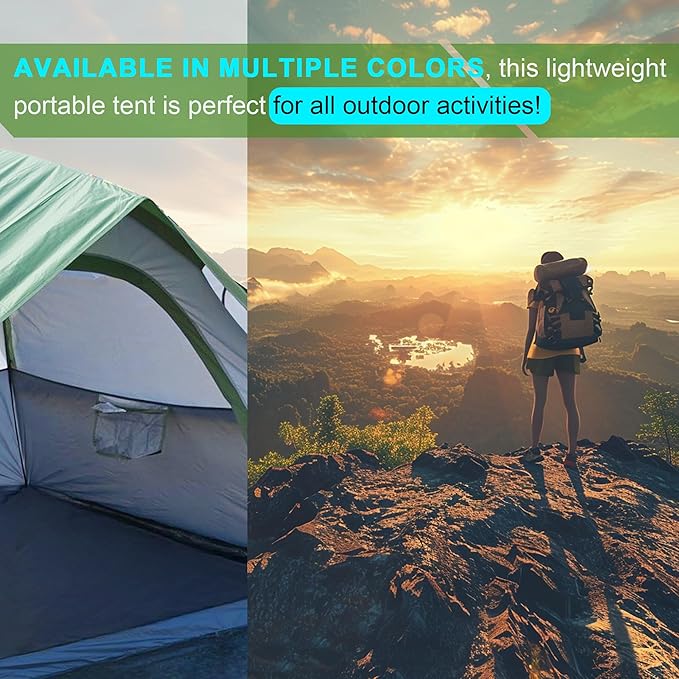 Outdoor Camping Tent 2-Person Dome Waterproof Double Layer Windproof Can be Used for Outdoor Hiking Traveling Fishing Picnic Family Gathering Multifunctional Camping Tent PU2000mm (2 Person)