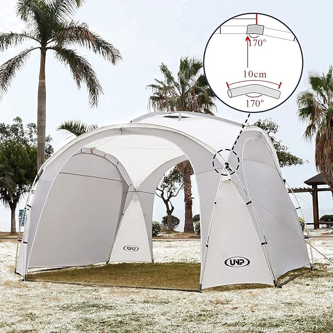 UNP Easy Beach Tent Pop Up Canopy UPF50+ Tent with Side Wall Ground Pegs and Stability Poles Sun Shelter Rainproof Waterproof for Camping Trips Backyard Fun Party Or Picnics