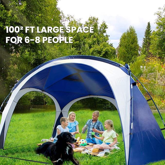UNP Easy Beach Tent Pop Up Canopy UPF50+ Tent with Side Wall Ground Pegs and Stability Poles Sun Shelter Rainproof Waterproof for Camping Trips Backyard Fun Party Or Picnics